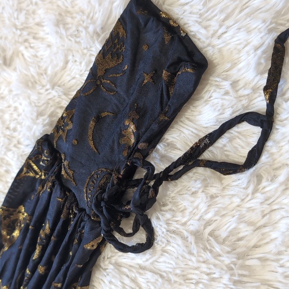 NWT Blackmilk Burned Velvet Christmas Baubles Gold Foil Romance Heavenly Dress - Picture 8 of 16